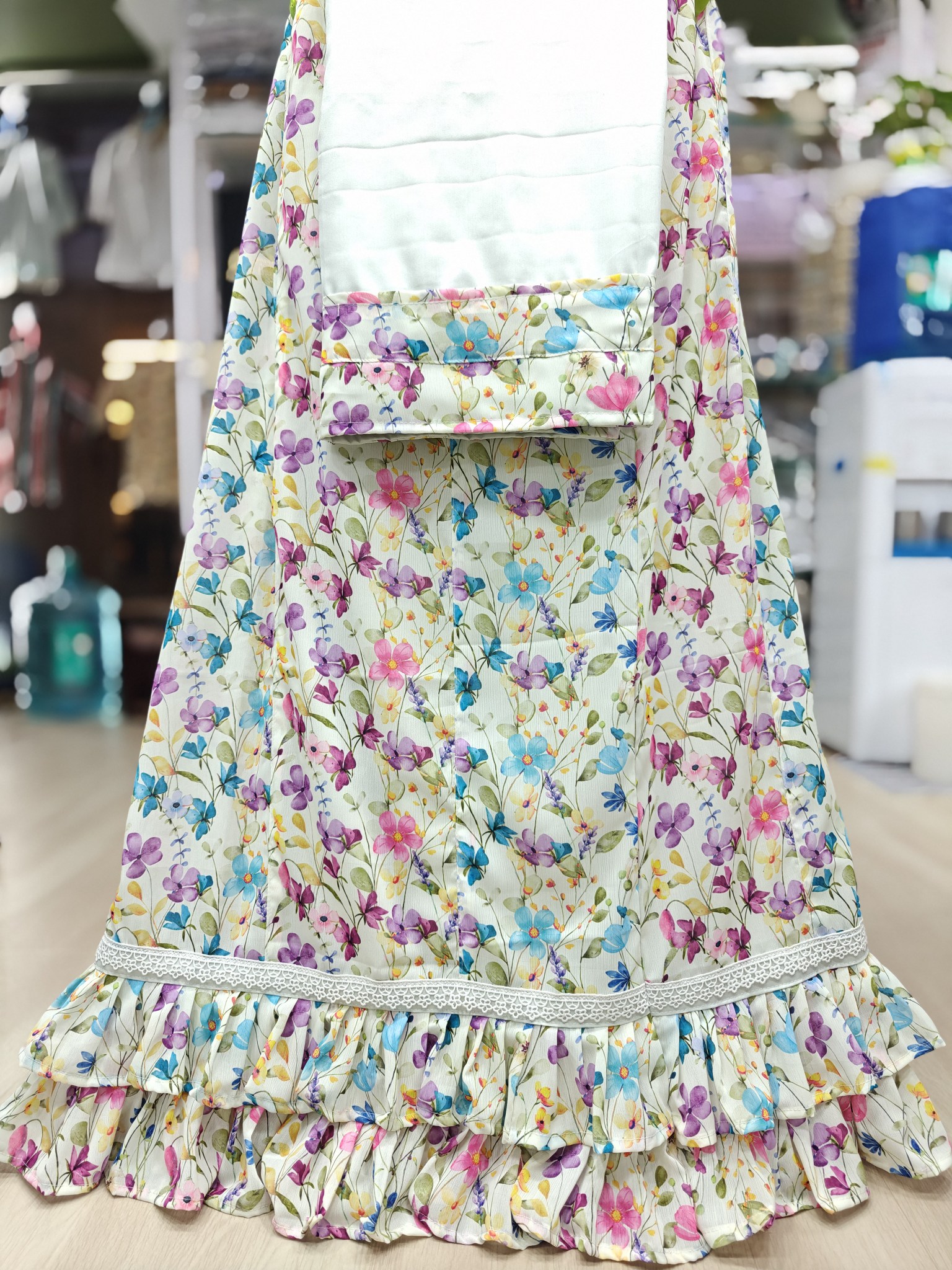  Frill and Kali pattern rida with stitched ghagra with astar 